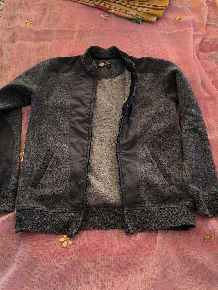 boys Stylish Grey Zip-Up Jacket