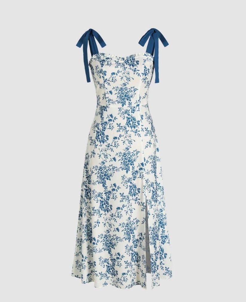 Littlebox Floral Midi Dress with knotted split