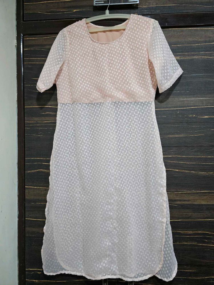 Elegant Pink chevron threaded Kurta