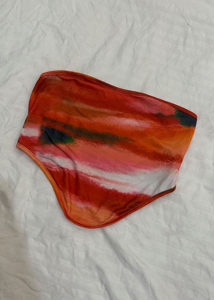 Vibrant Abstract Print Bikini Top
