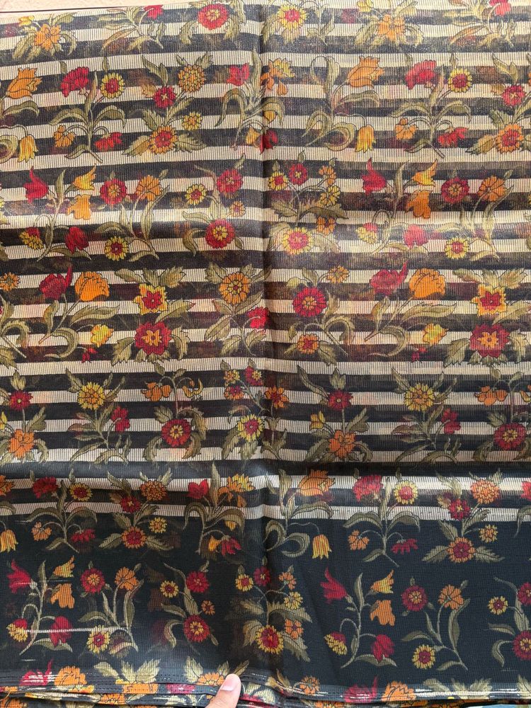 black floral design saree