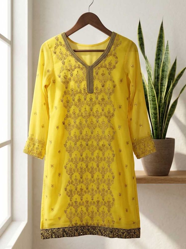 Yellow Embroidered Kurta