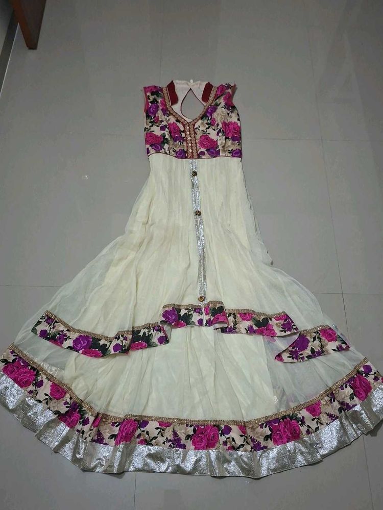 Elegant Floral Print Anarkali Dress