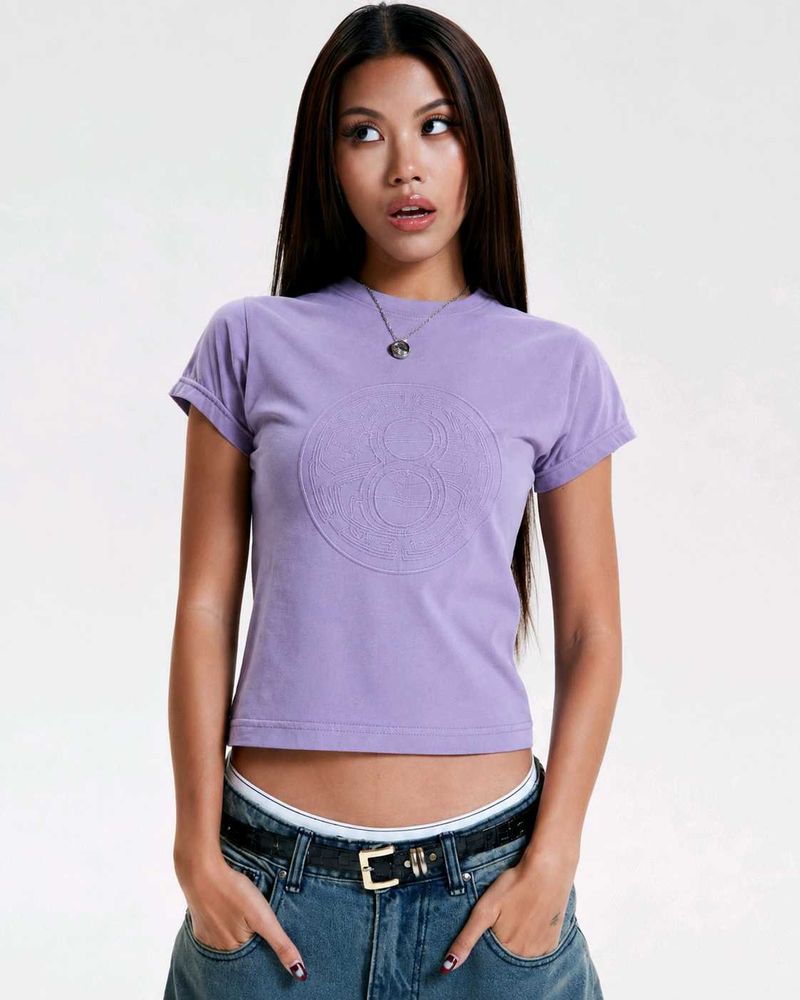 Lavender Graphic Cropped T-Shirt