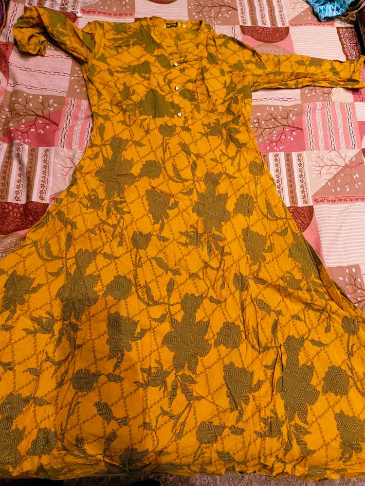 Yellow Floral Print Kurta