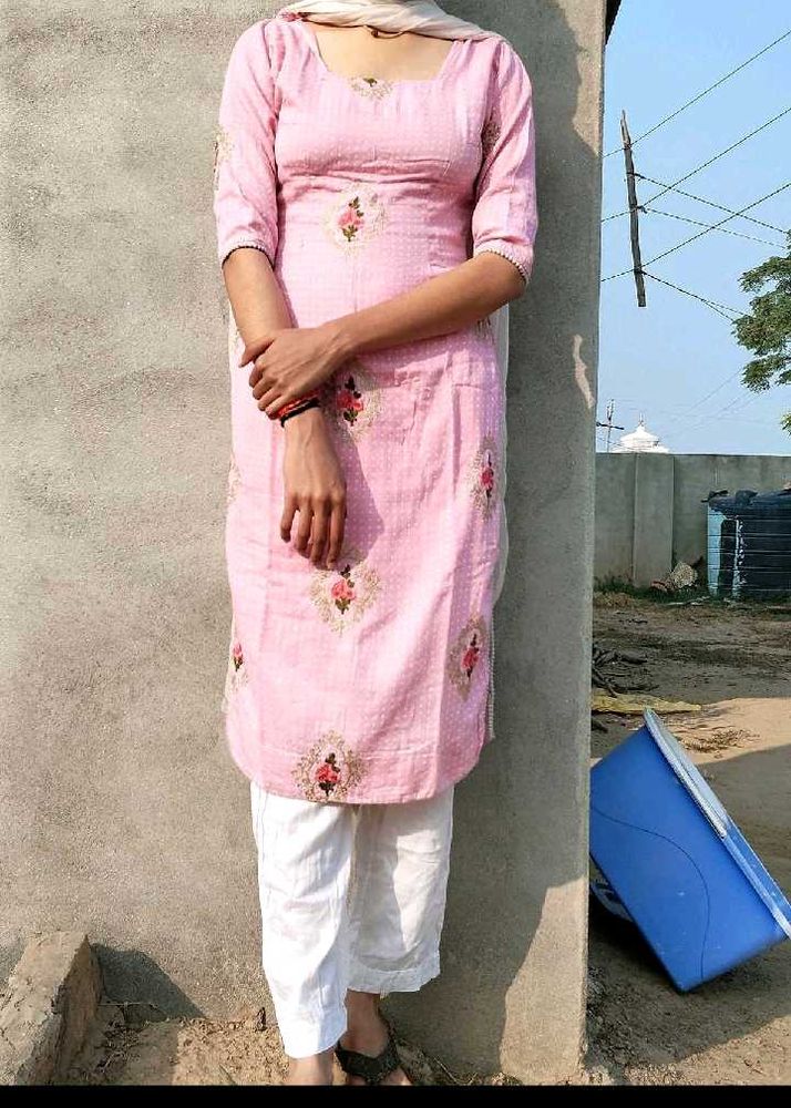Pink Embroidered Kurta Set