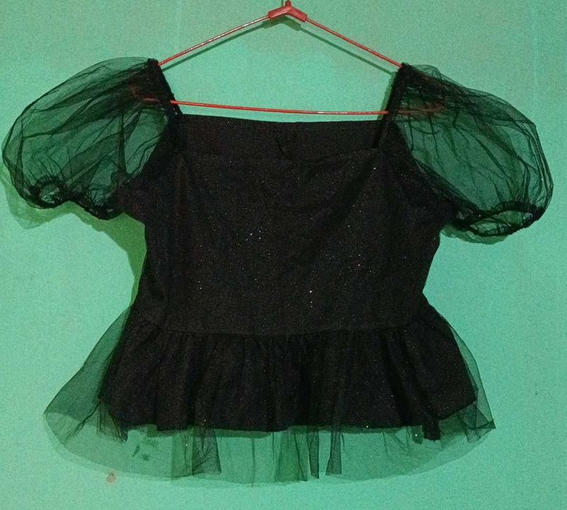 Black Sheer Sleeve Top