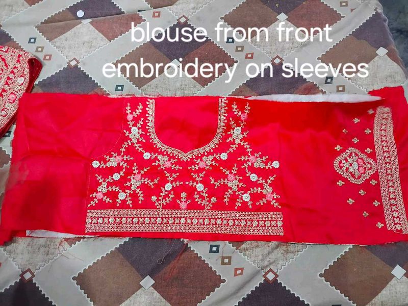Red Embroidered  Lehnga With Choli Duppatta