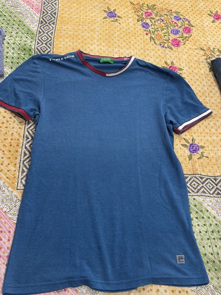 benetton Blue Crew Neck T-Shirt
