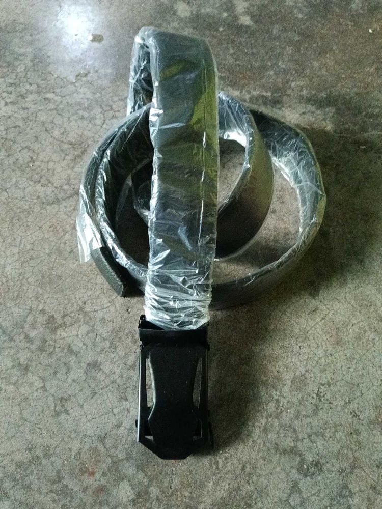 Black Leather Belt with Buckle