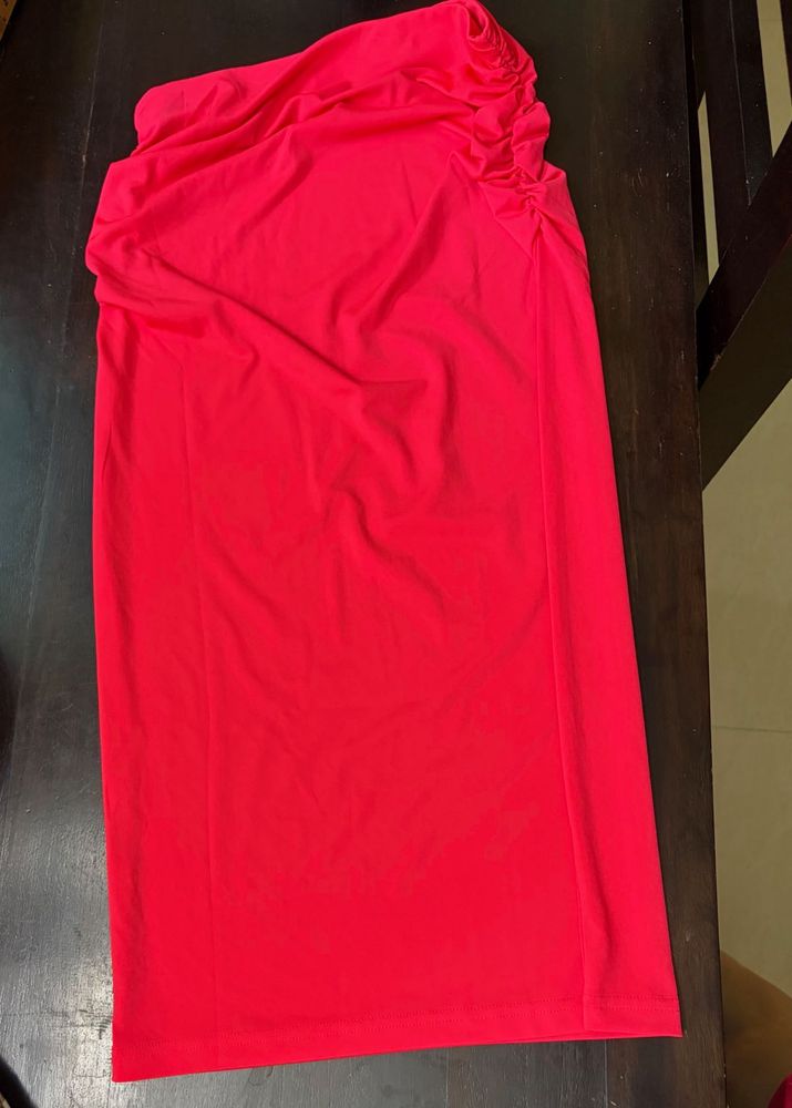 Vibrant Red One-Shoulder Ruched Dress