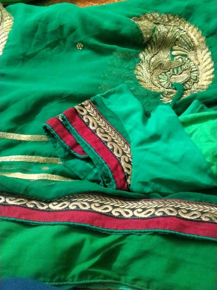 Beautiful Green Embroidered Saree