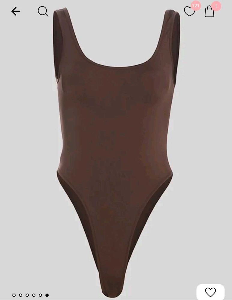 Brown High-Cut One-Piece bodysuit