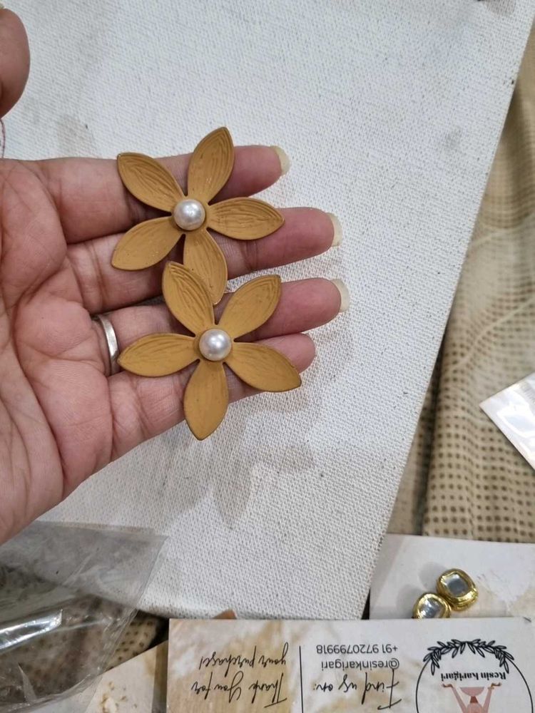 Flower Earrings with Pearl Accent