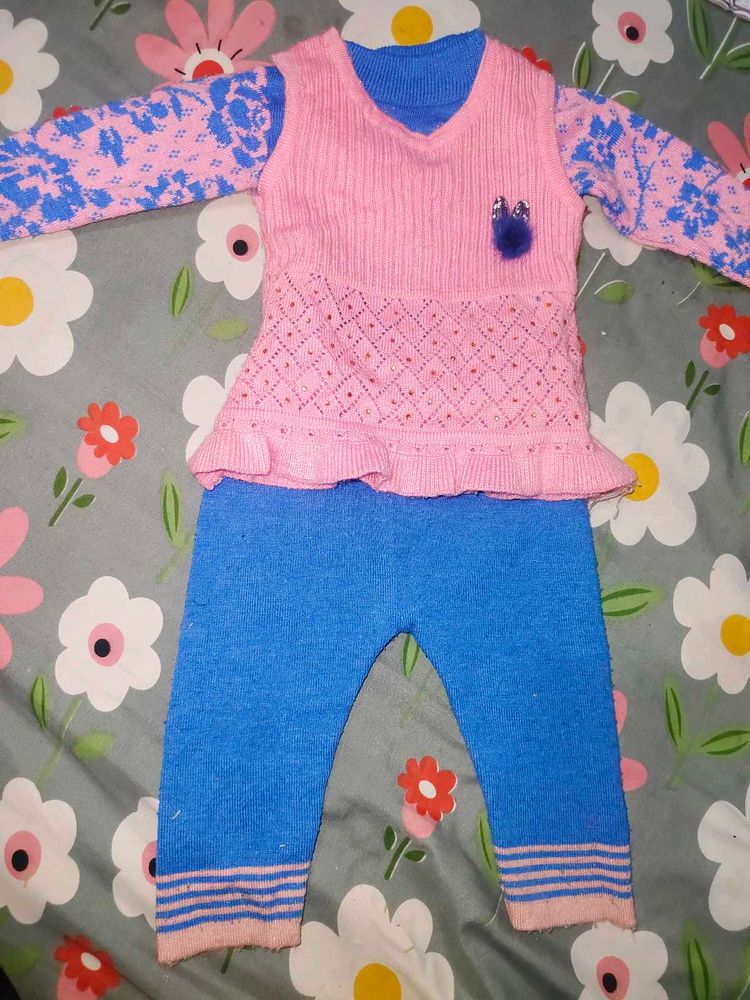 Cute Baby Girl's Sweater and Leggings Set