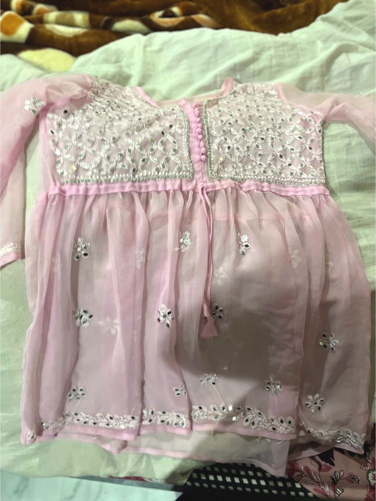 Pink Embroidered Kurti Top