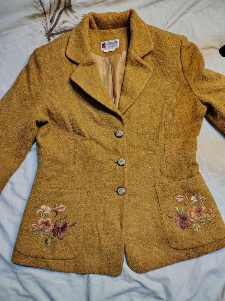 Vintage Embroidered Wool Blazer