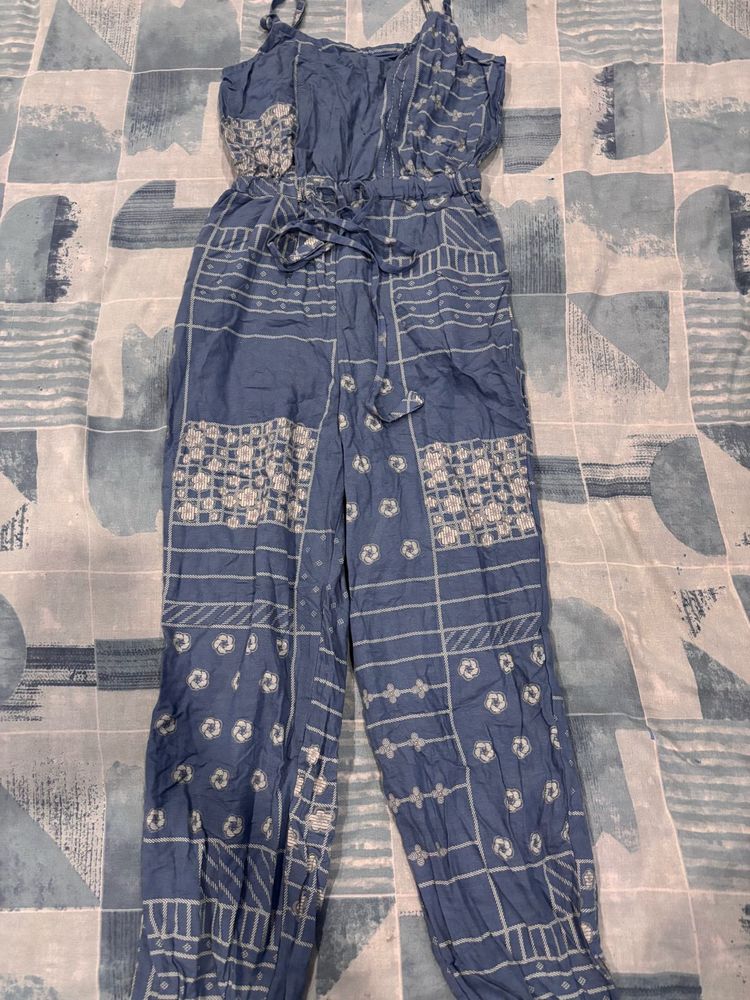 Blue Patterned Jumpsuit