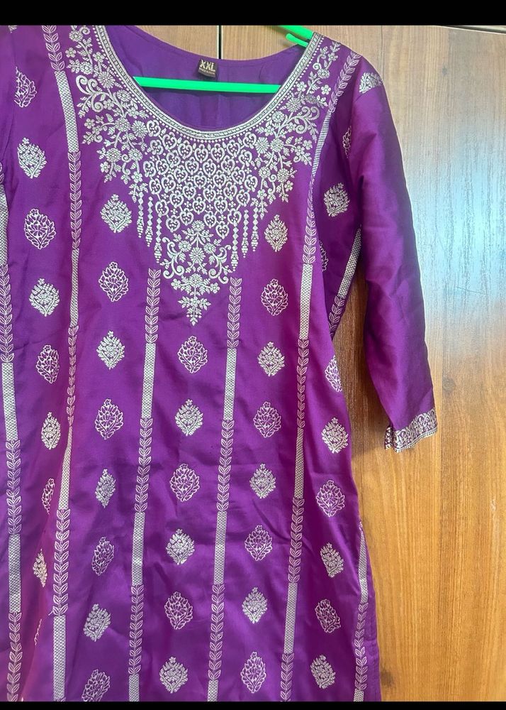 Purple Embroidered Kurta and Annabelle shirt