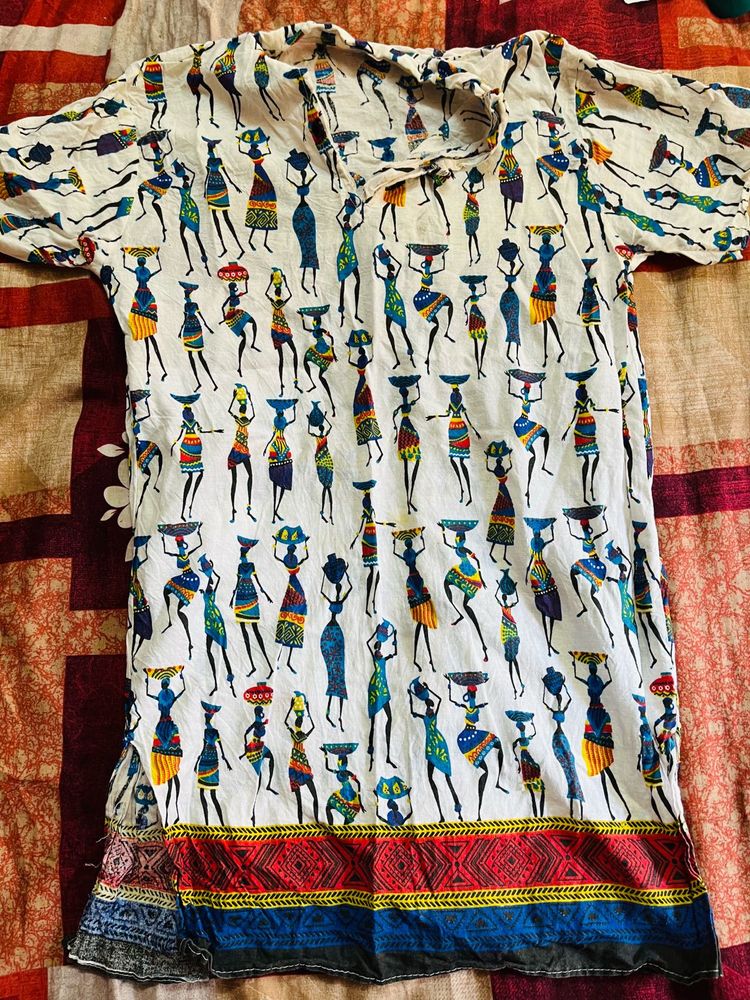 Unique Printed Short Sleeve Kurti