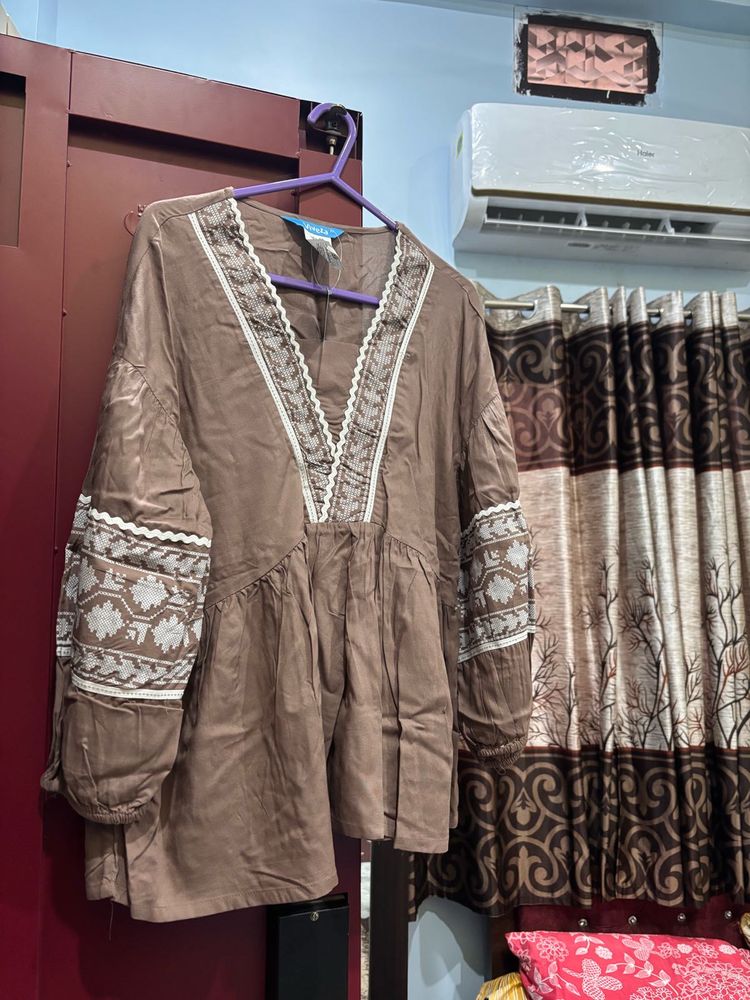 Brown Embroidered tunic