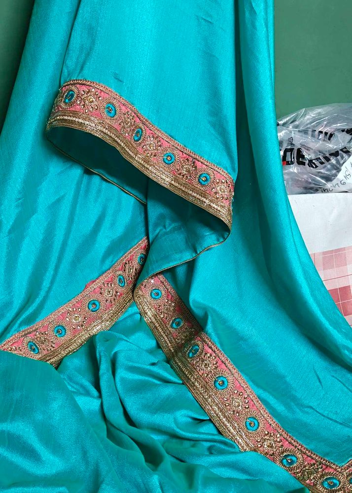Sky Blue Traditional Designer Saree with Embroider