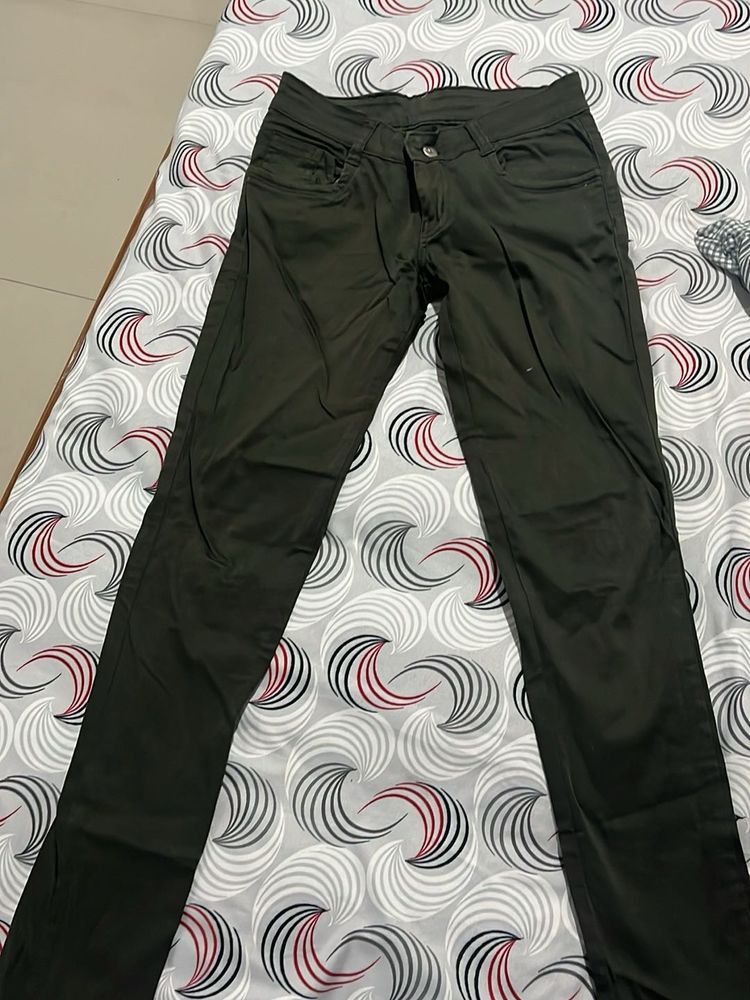 Olive Green Slim Fit Trousers