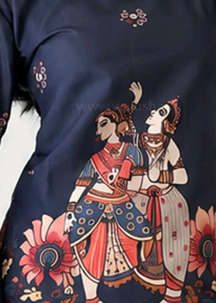 Black Kalamkari Short Kurti
