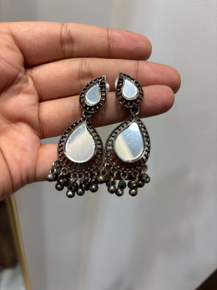 Mirror Work Dangle Earrings
