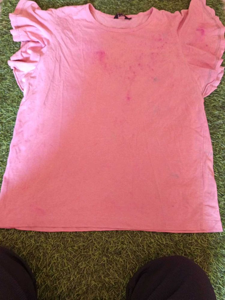 Pink Ruffle Sleeve T-Shirt