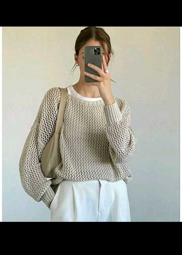 Beige Knit Korean Top