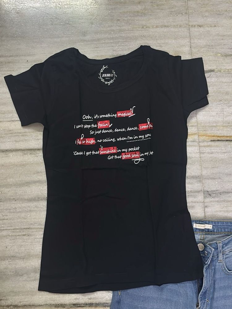 Graphic Print Black T-Shirt