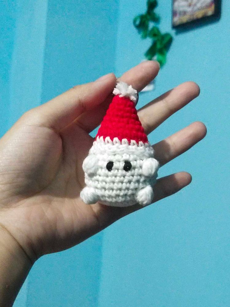 Cute Crochet Santa Keychain 🎄