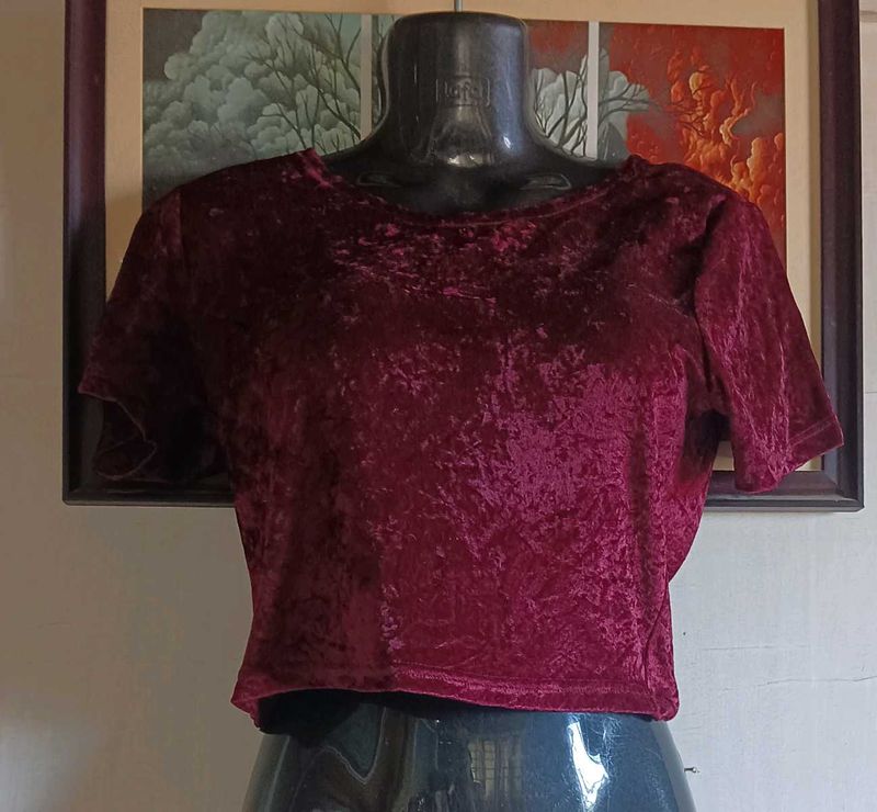 Crushed Velvet Cropped Top