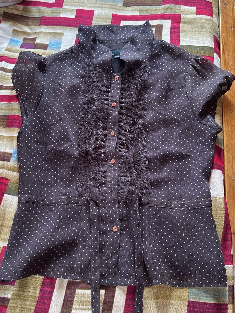 Chic Polka Dot Ruffled Blouse