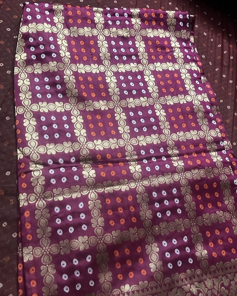 Elegant Burgundy Saree with Golden Motifs
