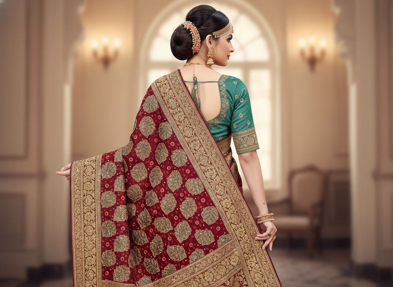 Zari Hand Work Party Wear Heavy Saree