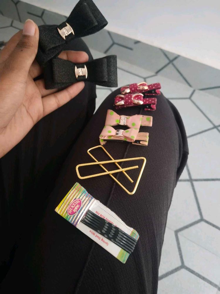 Cute Bow Hair Clips &amp; Bobby Pins Set