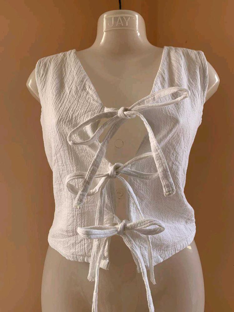 Y2K inspired White knot Top