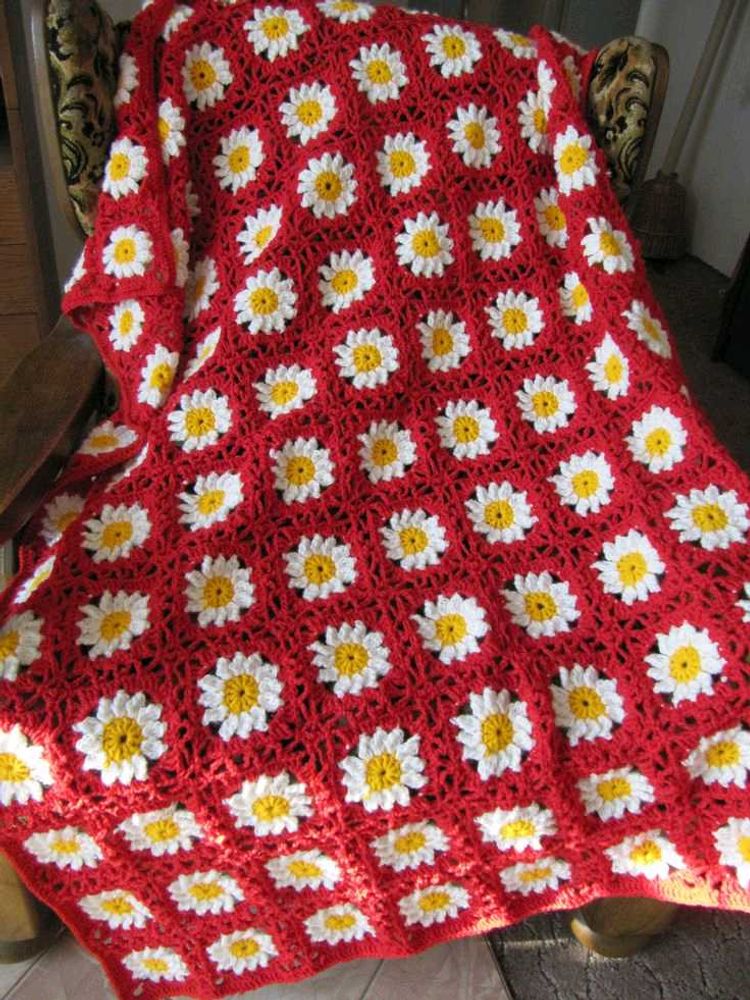 Handmade Daisy Crochet Blanket