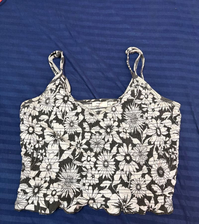 Floral Smocked Crop Top (XS-S)