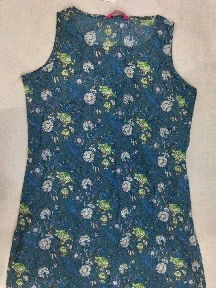 Blue Floral Sleeveless Top