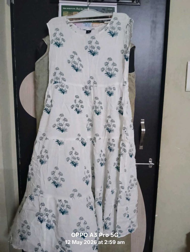 White Kurta with Floral Print
