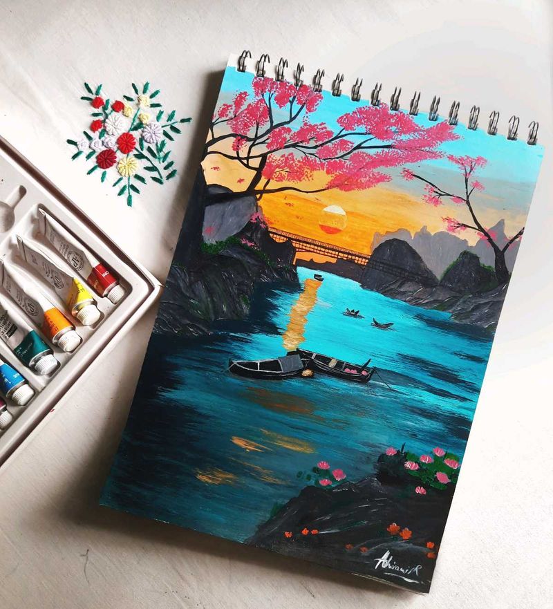 Acrylic Hand Painting On A4 Paper