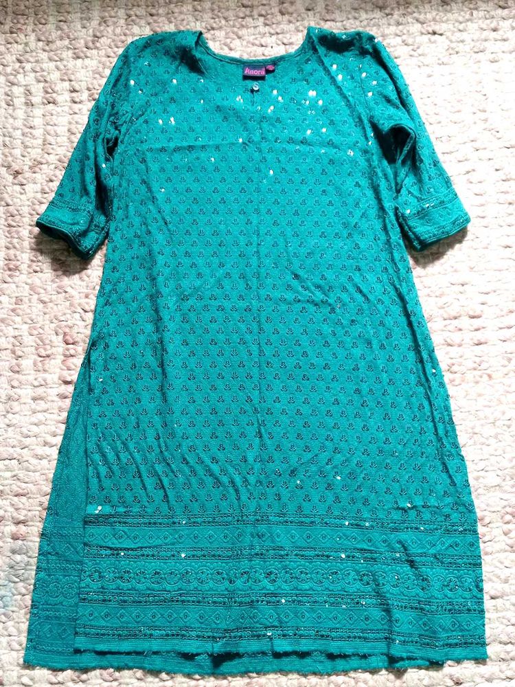 Teal Sequined Kurta