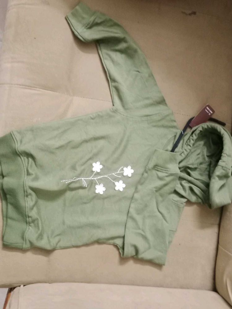 Cute Green Hoodie with Floral Design