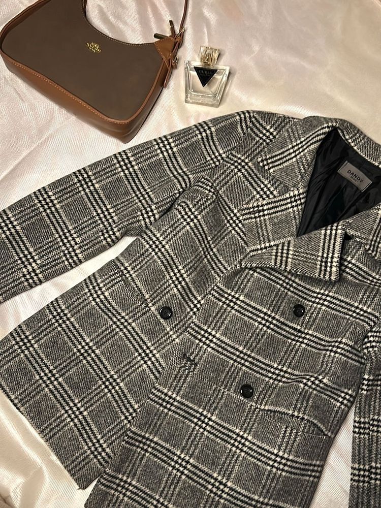 Plaid Double-Breasted Blazer