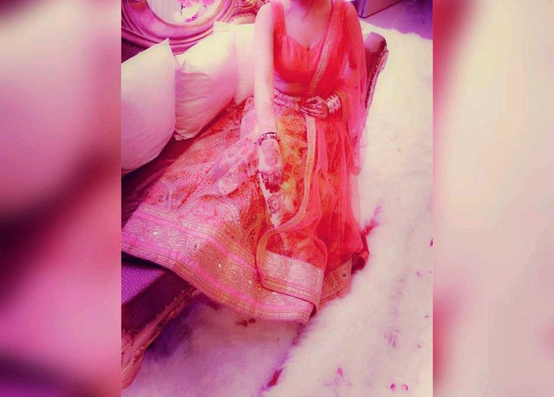 Stunning pink &amp; gold Lehenga Choli with dupatta