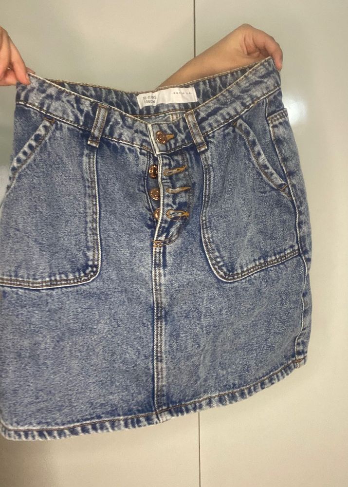 Acid Wash Denim Mini Skirt