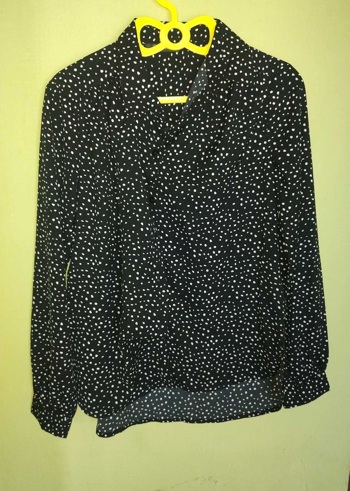 Chic Black &amp; White Polka Dot Blouse